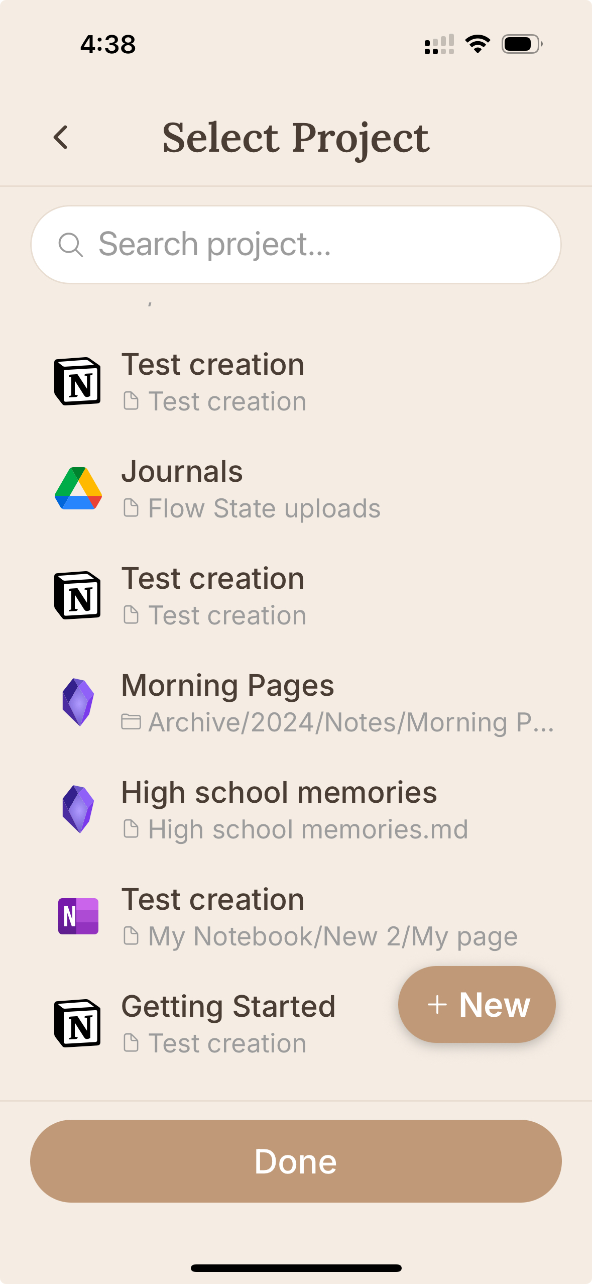 Choose a project to reuse